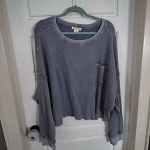 Cozy blue Waffle Knit Sweatshirt